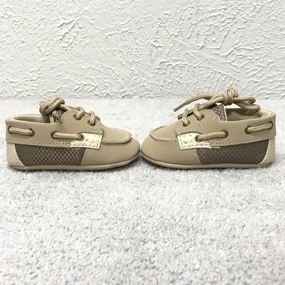 Baby Deer by Trimfoot Co 4114 Tan Boat Deck Shoe Infant Size 1 Leather Upper